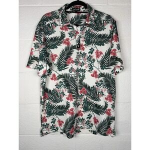 Bad Birdie Polo Shirt Medium Tropical Floral Golf Performance Stretch Pink Green